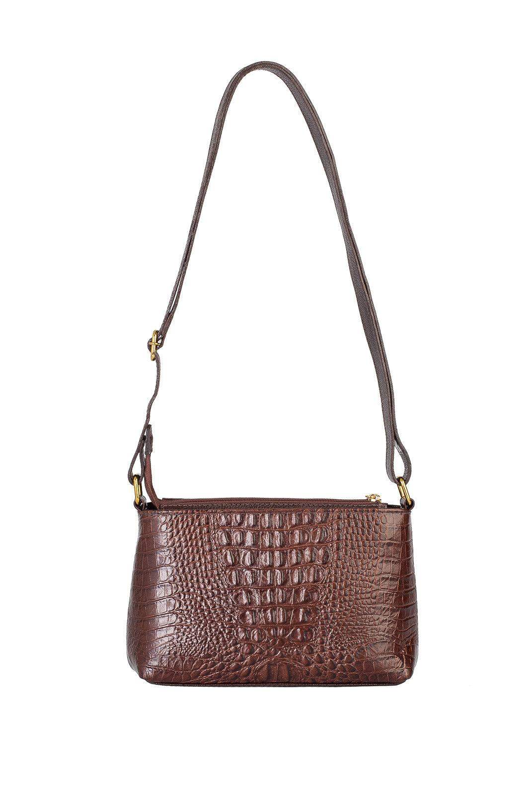 Bolsa pequena transversal de couro croco Iris - Enluaze