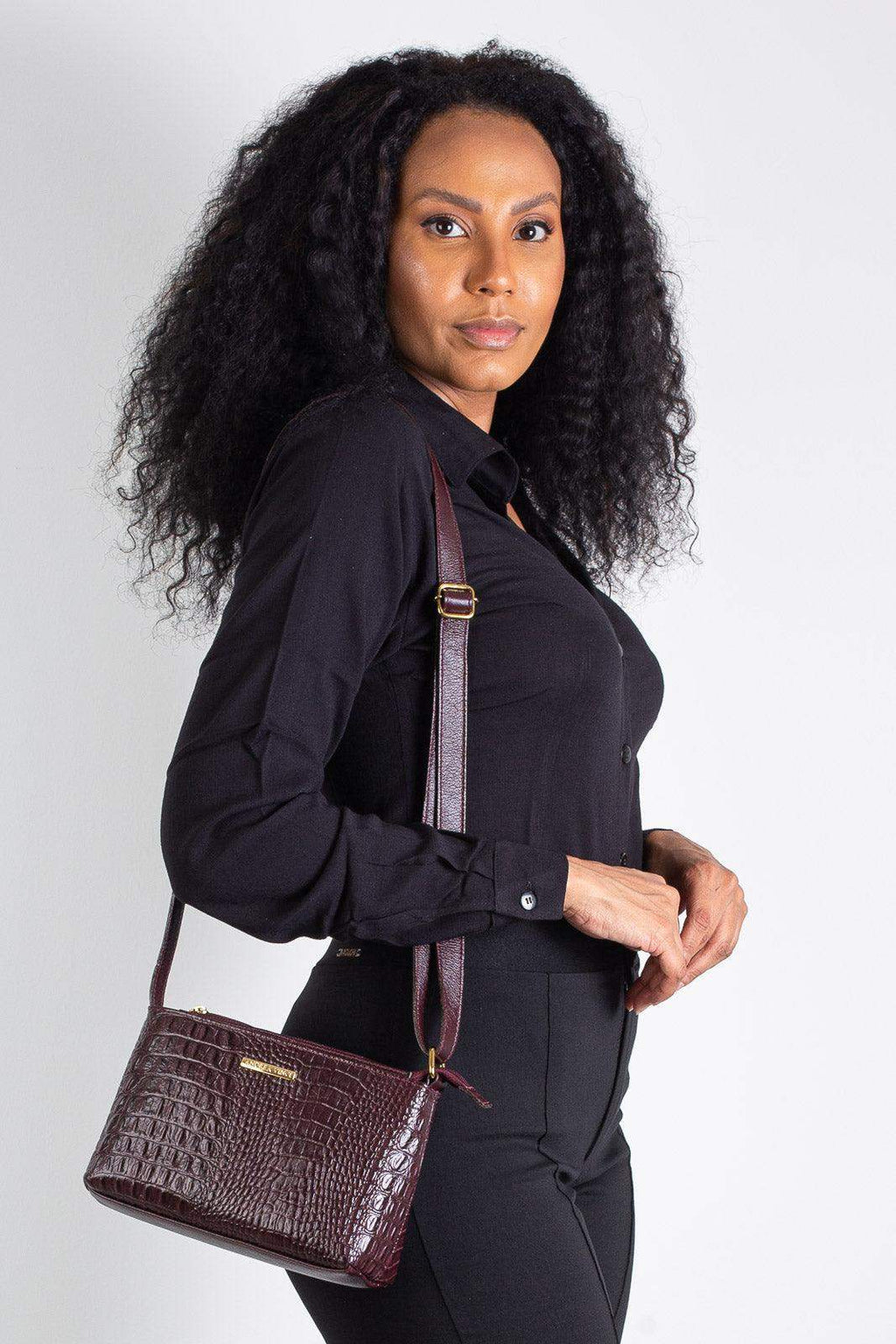 Bolsa pequena transversal de couro croco Iris - Enluaze