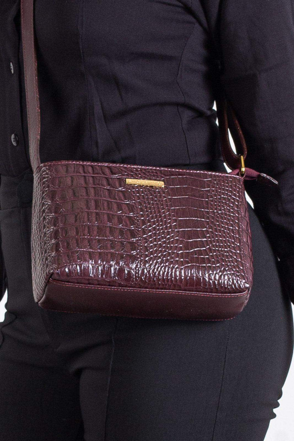 Bolsa pequena transversal de couro croco Iris - Enluaze