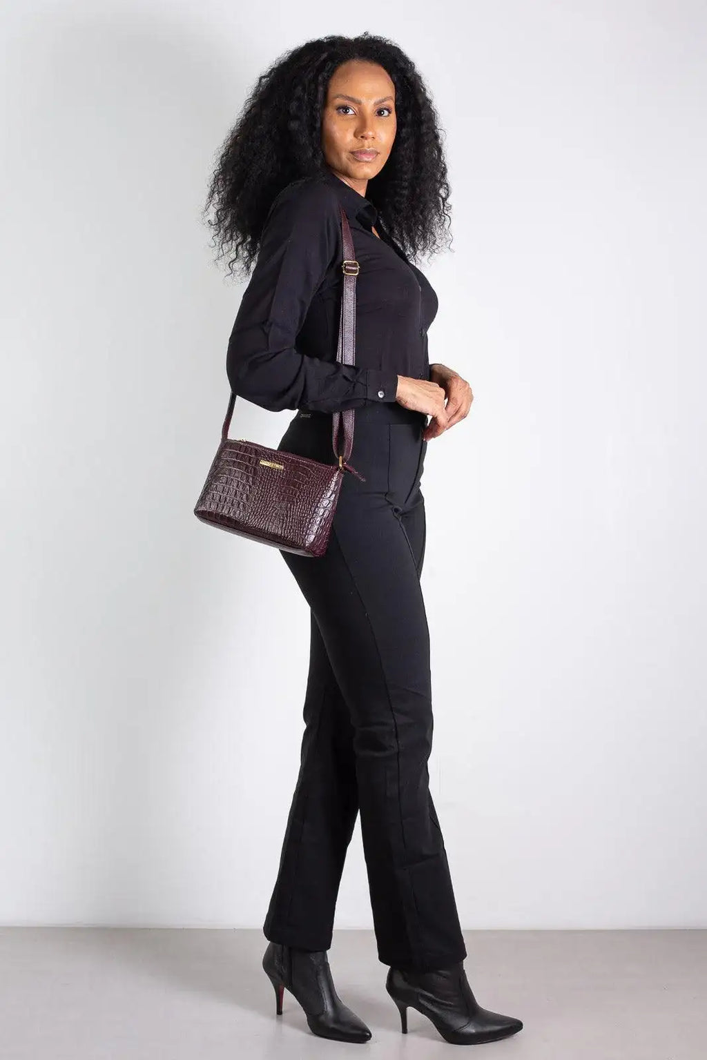 Bolsa pequena transversal de couro croco Iris - Enluaze