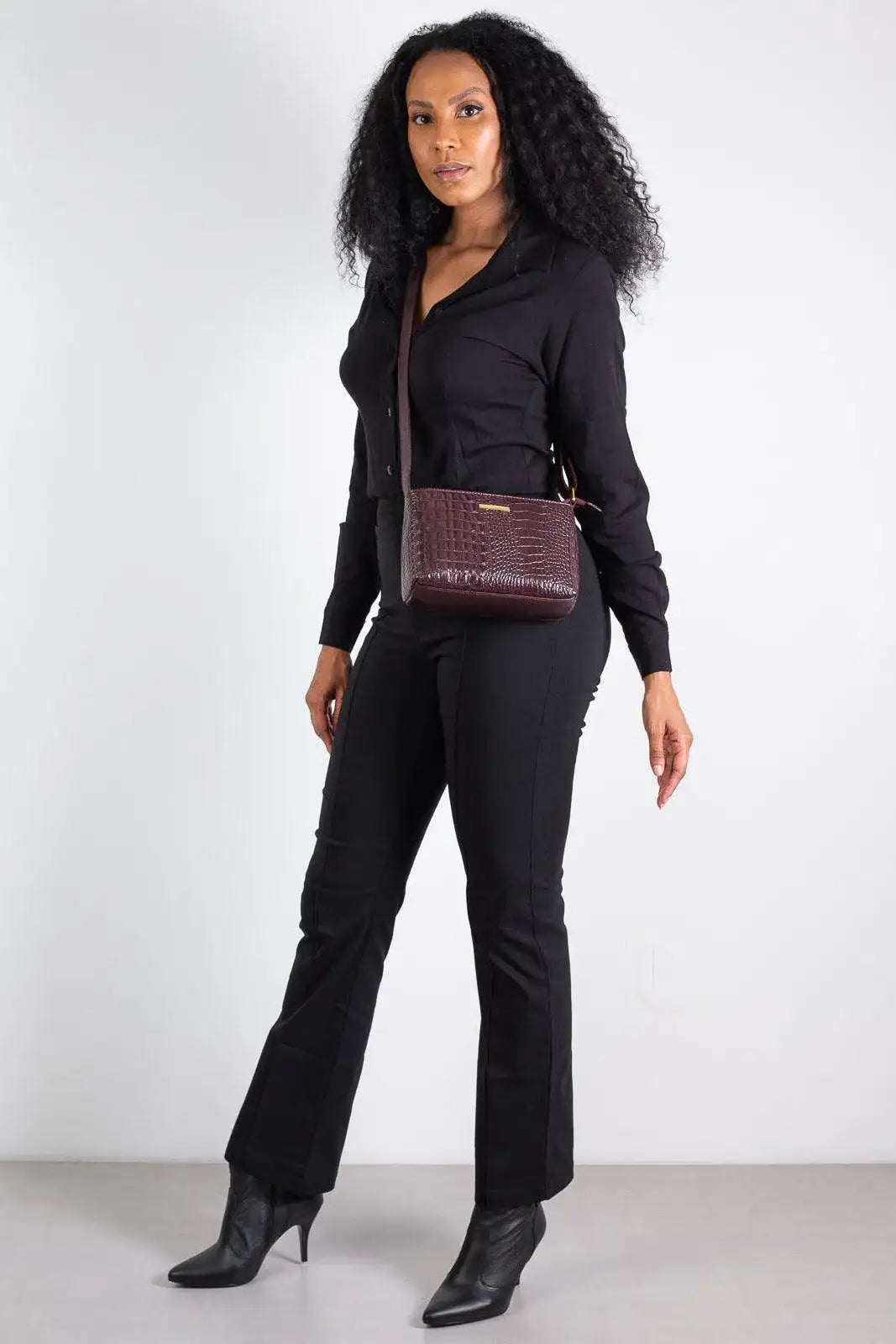 Bolsa pequena transversal de couro croco Iris - Enluaze