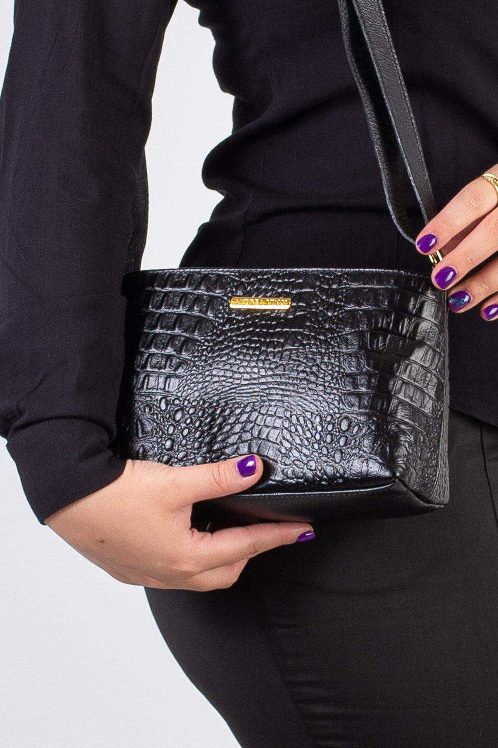 Bolsa pequena transversal de couro croco Iris - Enluaze