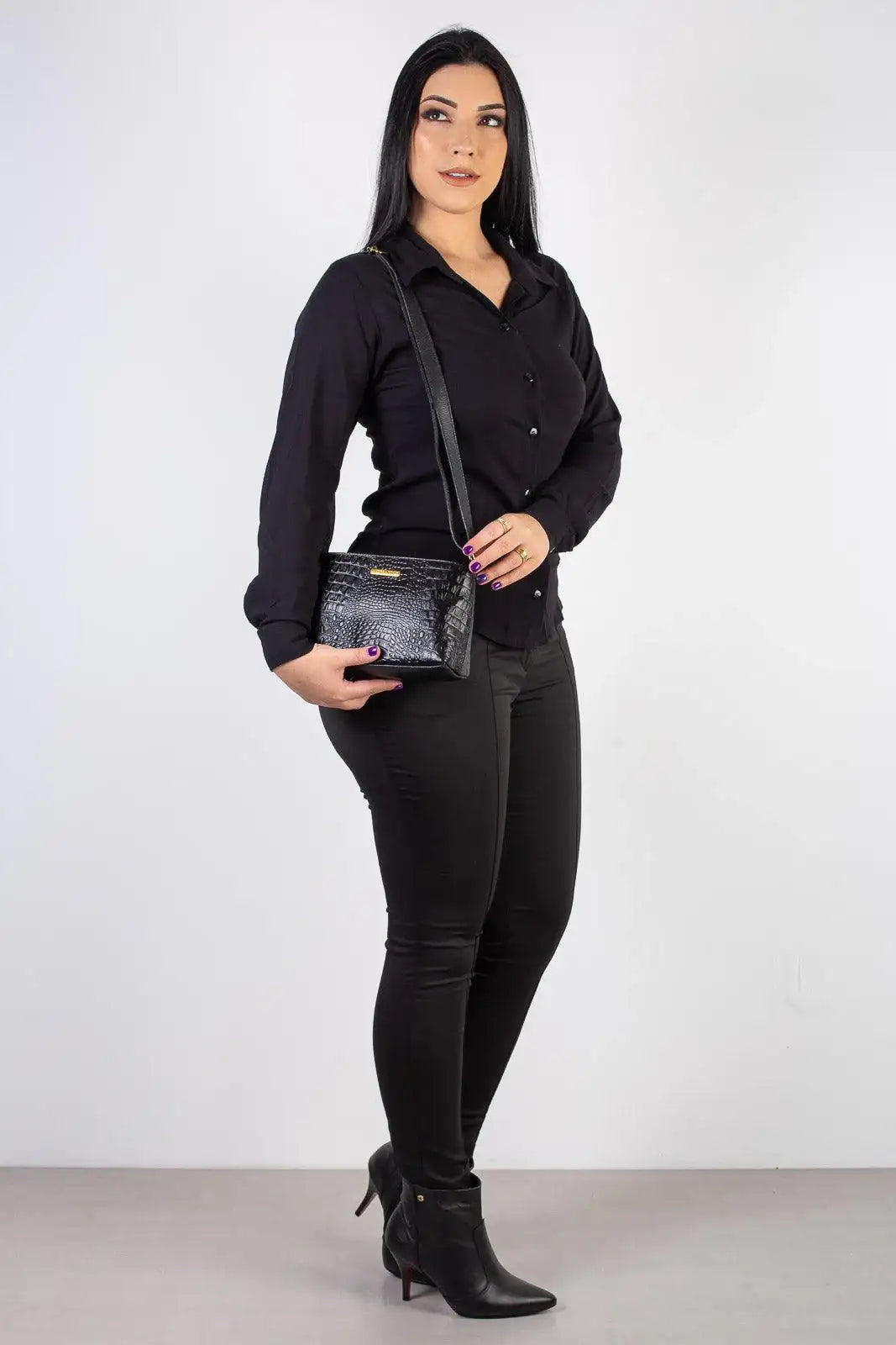 Bolsa pequena transversal de couro croco Iris - Enluaze