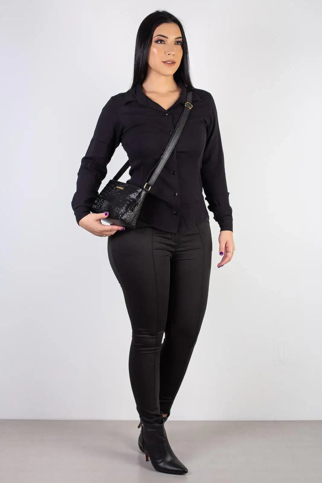 Bolsa pequena transversal de couro croco Iris - Enluaze