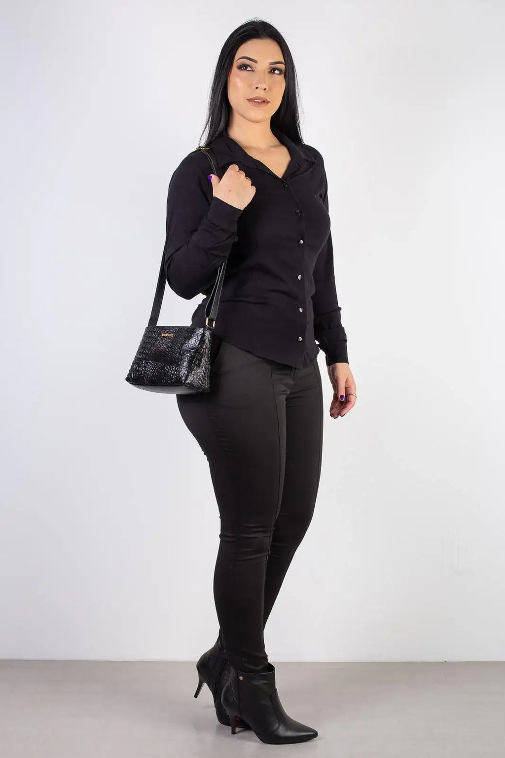 Bolsa pequena transversal de couro croco Iris - Enluaze