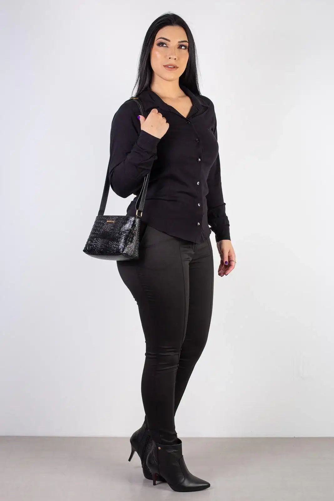 Bolsa pequena transversal de couro croco Iris - Enluaze