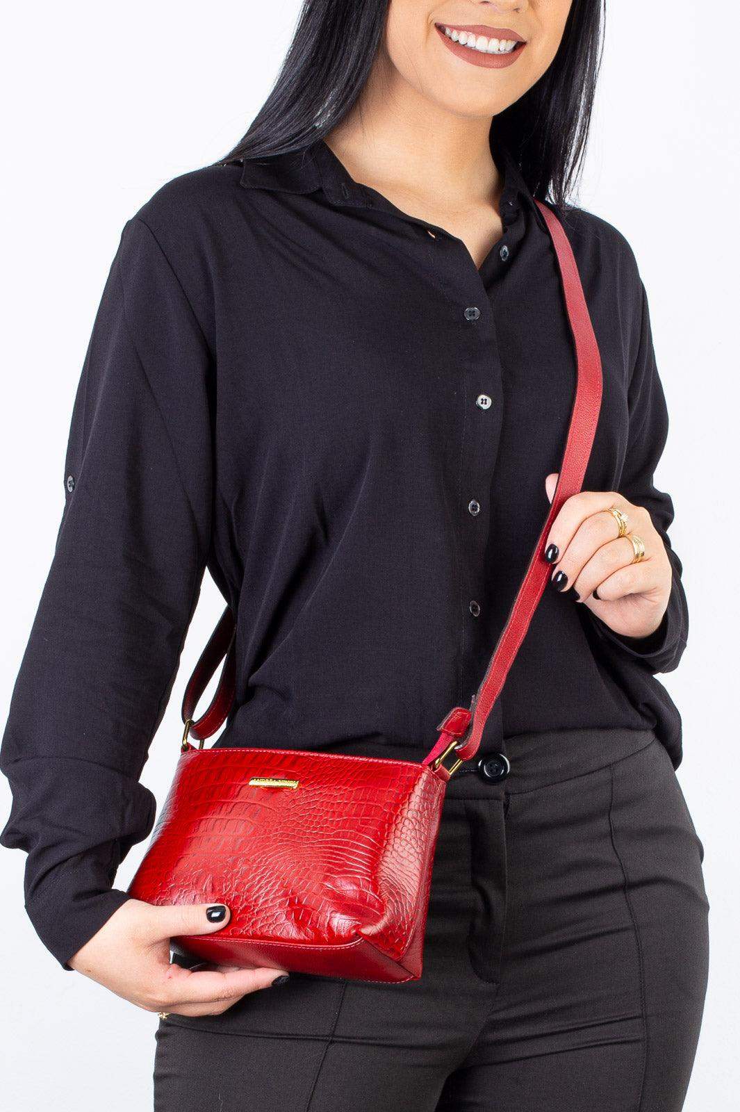 Bolsa pequena transversal de couro croco Iris - Enluaze