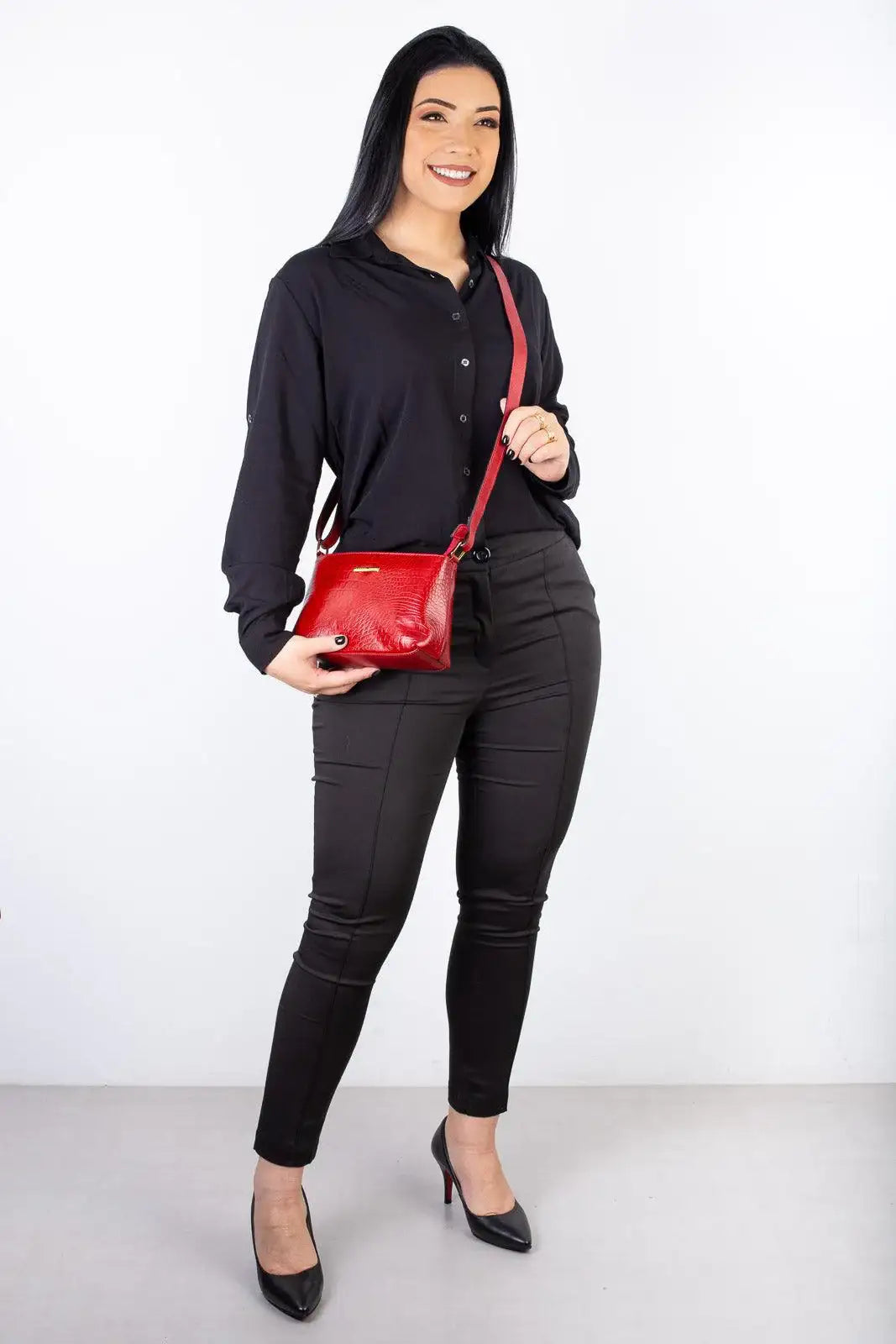 Bolsa pequena transversal de couro croco Iris - Enluaze