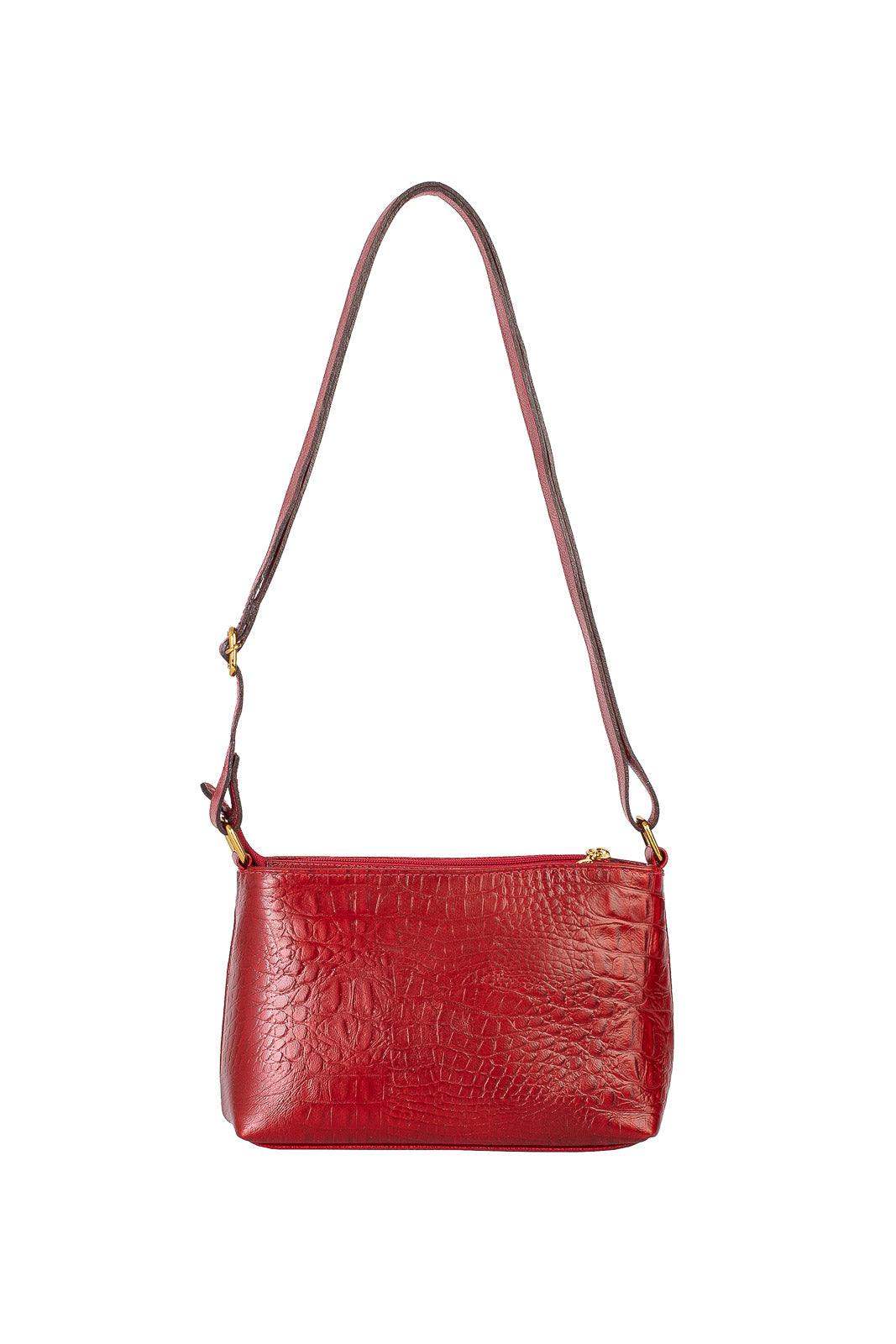 Bolsa pequena transversal de couro croco Iris - Enluaze