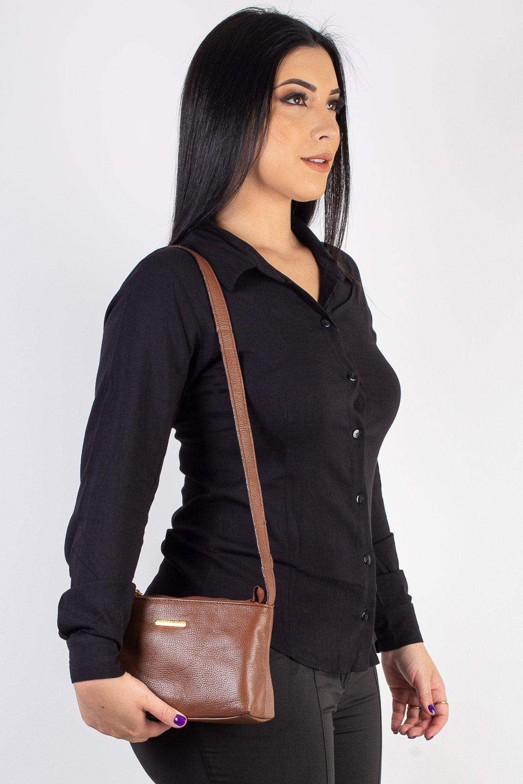 Bolsa pequena transversal de couro liso Iris - Enluaze