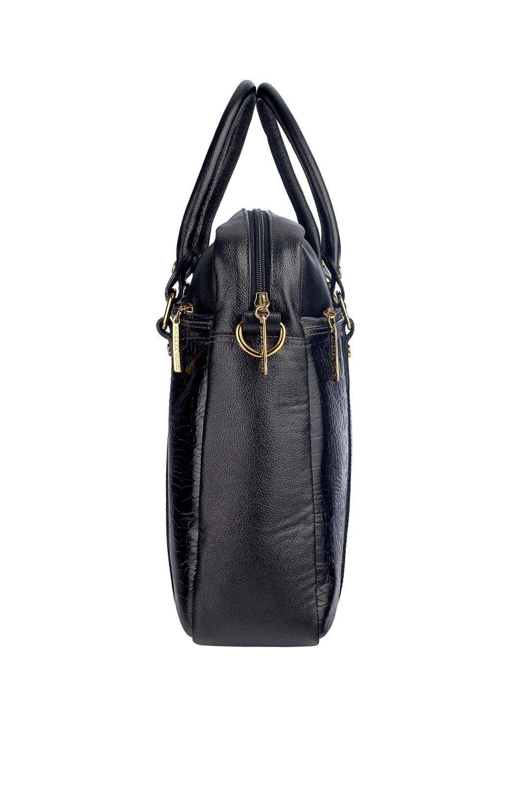 Pasta executiva grande de couro croco Scarlet - Enluaze