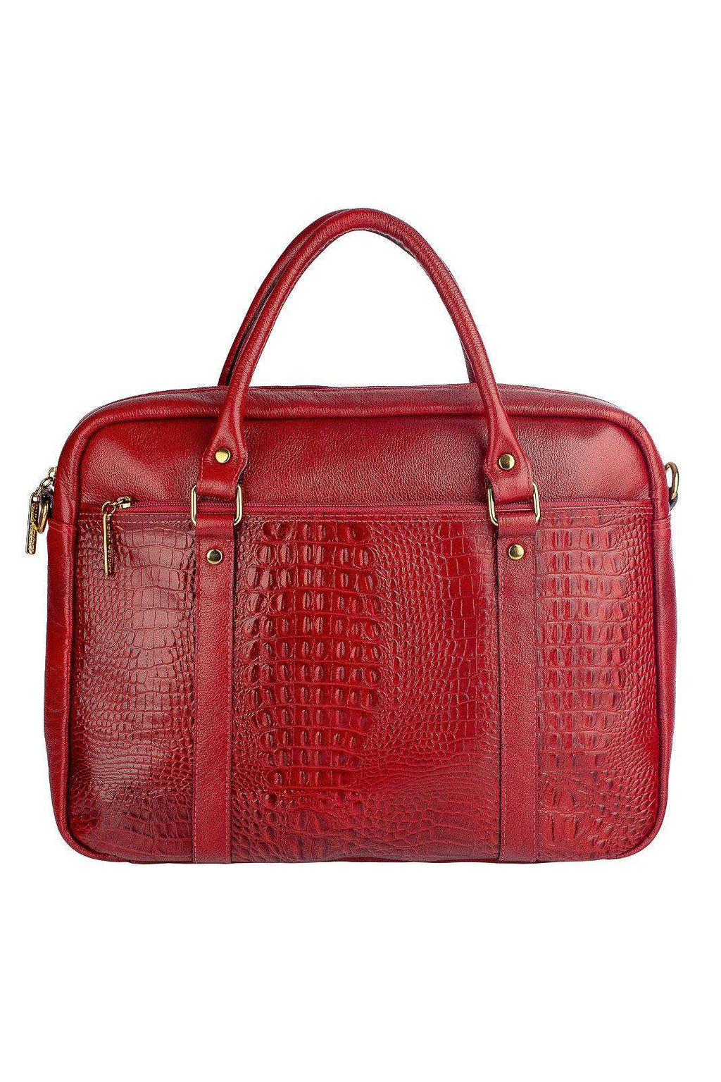 Pasta executiva grande de couro croco Scarlet - Enluaze