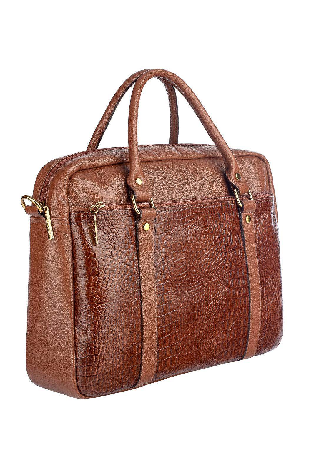 Pasta executiva grande de couro croco Scarlet - Enluaze