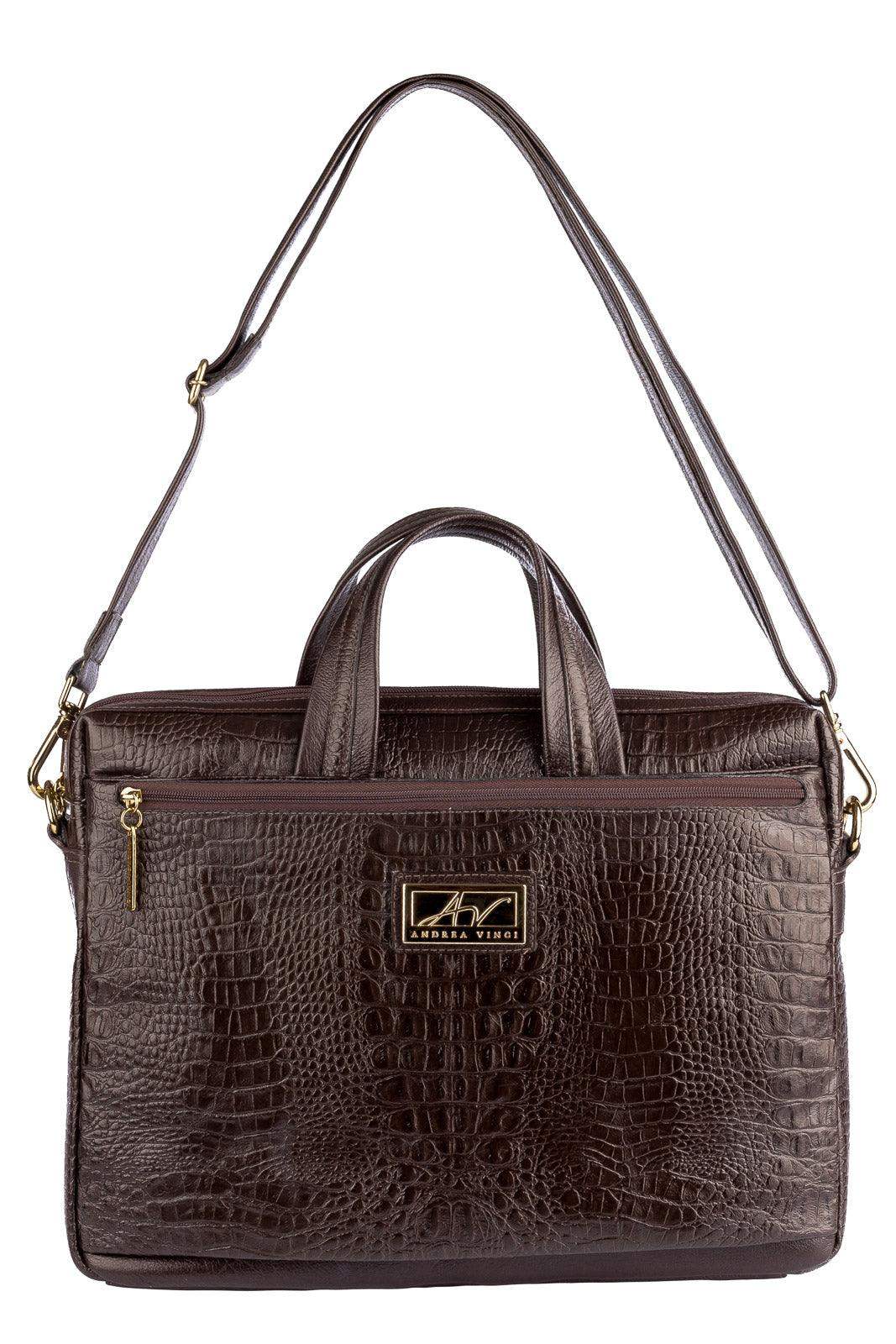 Pasta executiva de couro croco Fabiana - Enluaze