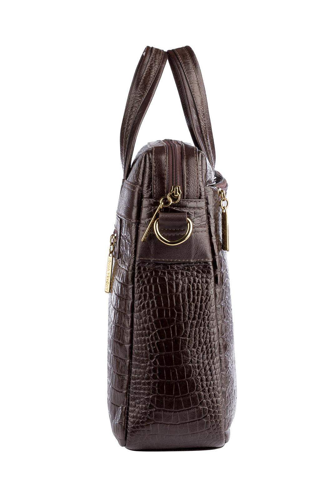 Pasta executiva de couro croco Fabiana - Enluaze