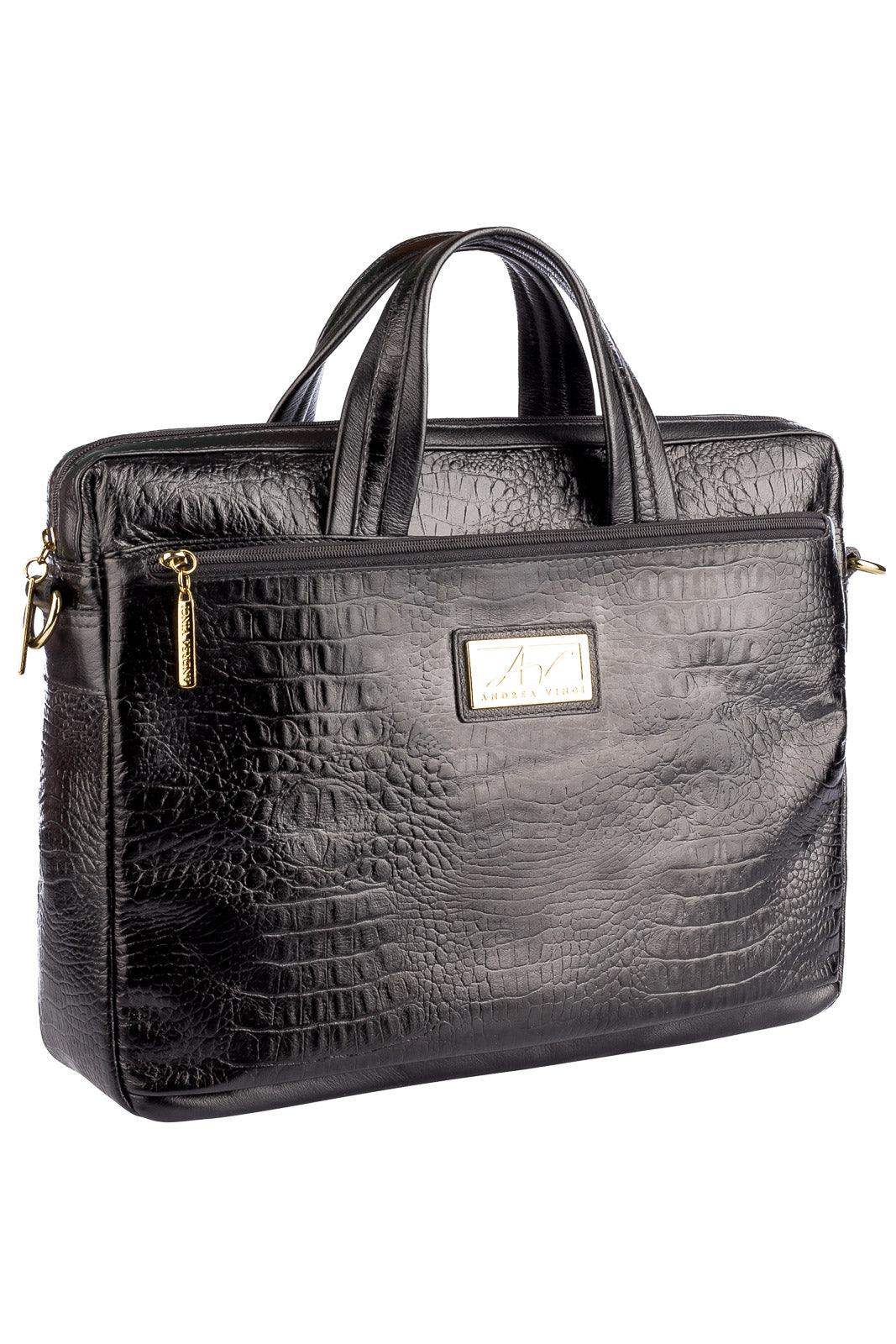 Pasta executiva de couro croco Fabiana - Enluaze
