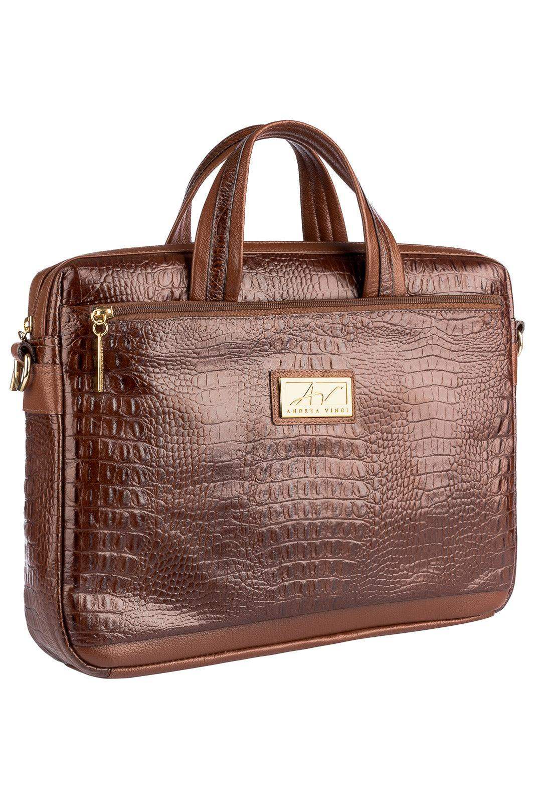 Pasta executiva de couro croco Fabiana - Enluaze