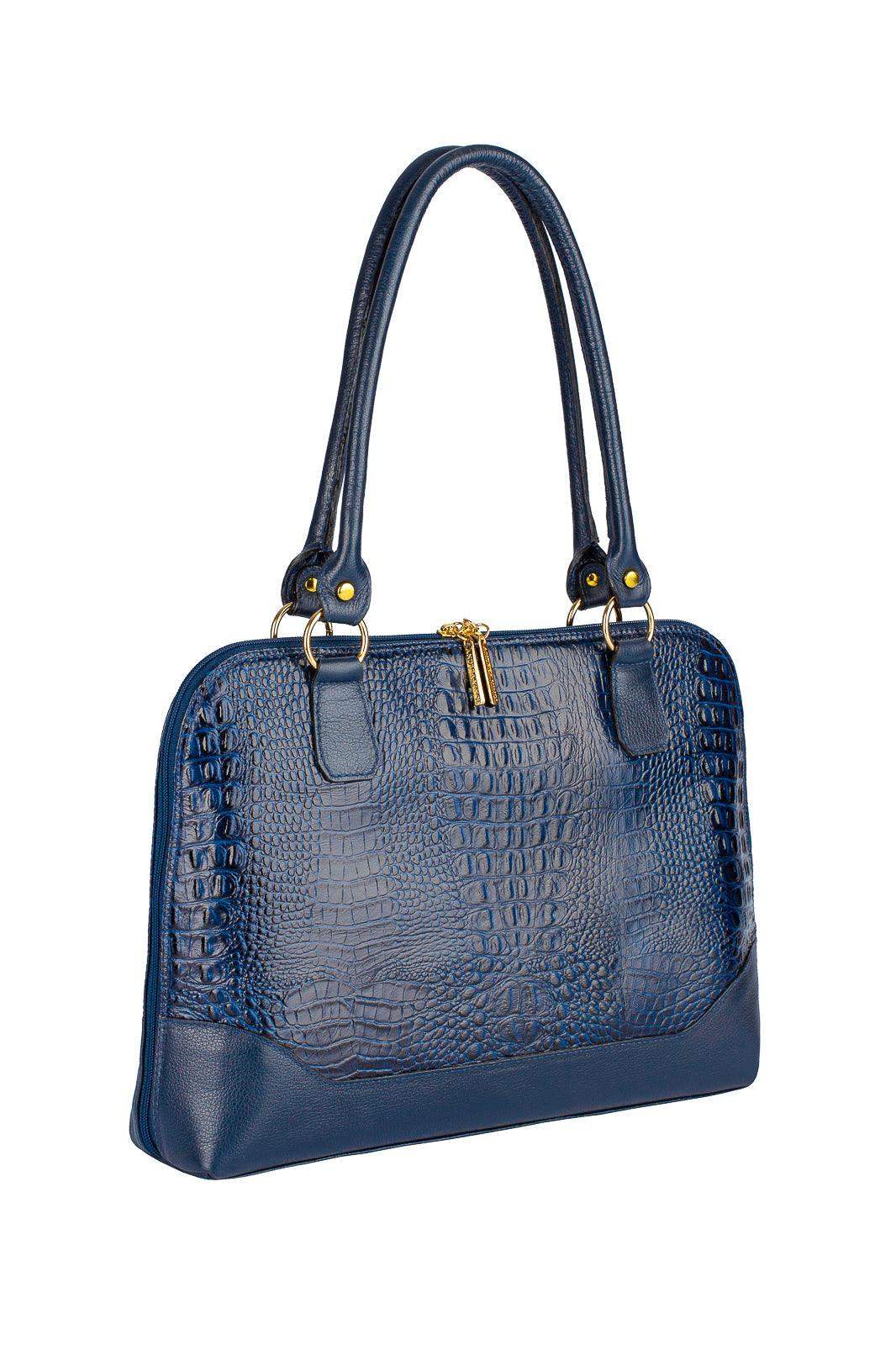 Pasta feminina executiva em couro croco Isabel - Enluaze