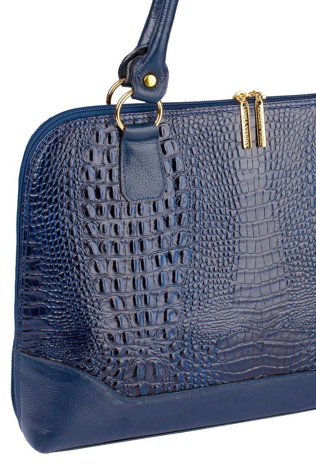 Pasta feminina executiva em couro croco Isabel - Enluaze