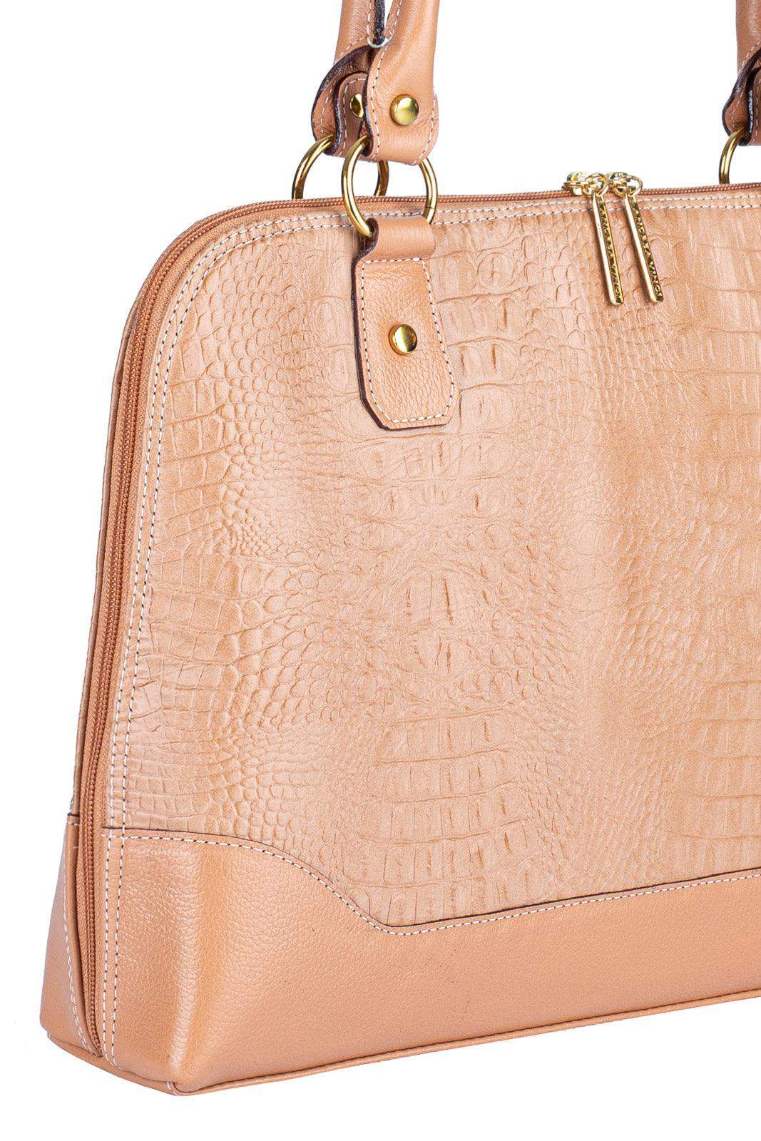 Pasta feminina executiva em couro croco Isabel - Enluaze