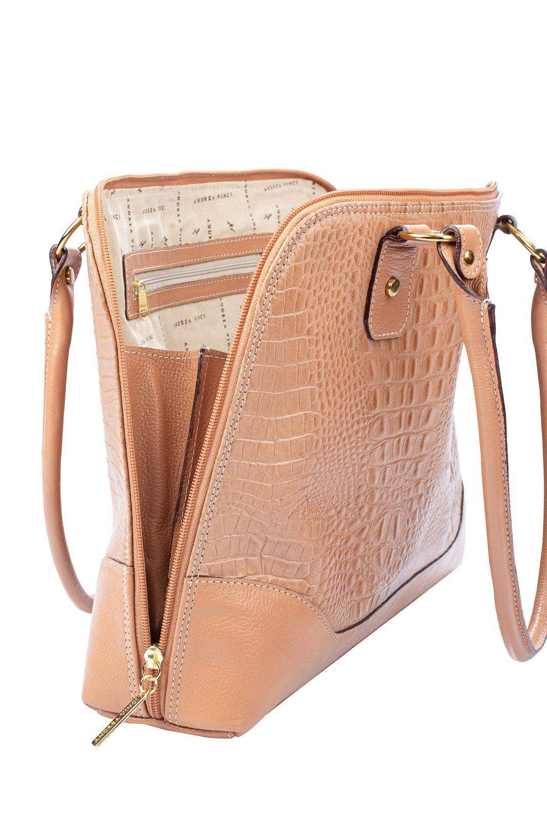 Pasta feminina executiva em couro croco Isabel - Enluaze