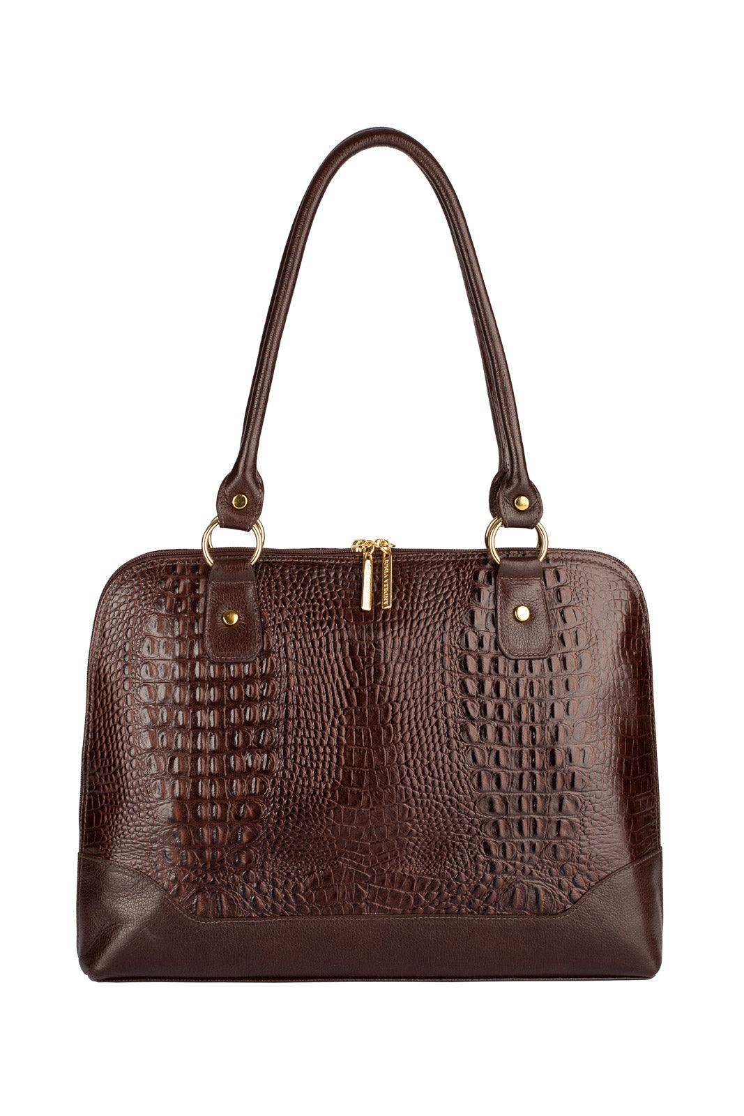 Pasta feminina executiva em couro croco Isabel - Enluaze