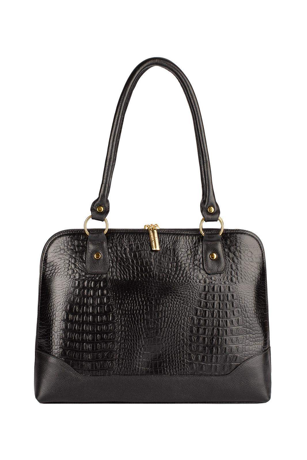 Pasta feminina executiva em couro croco Isabel - Enluaze