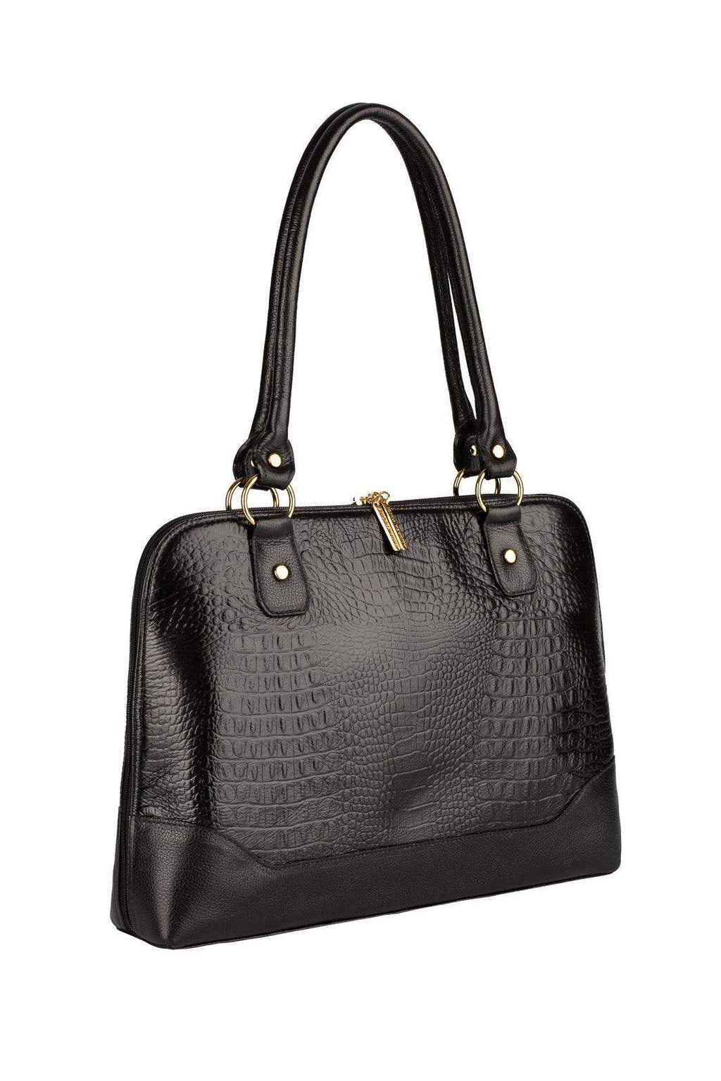 Pasta feminina executiva em couro croco Isabel - Enluaze