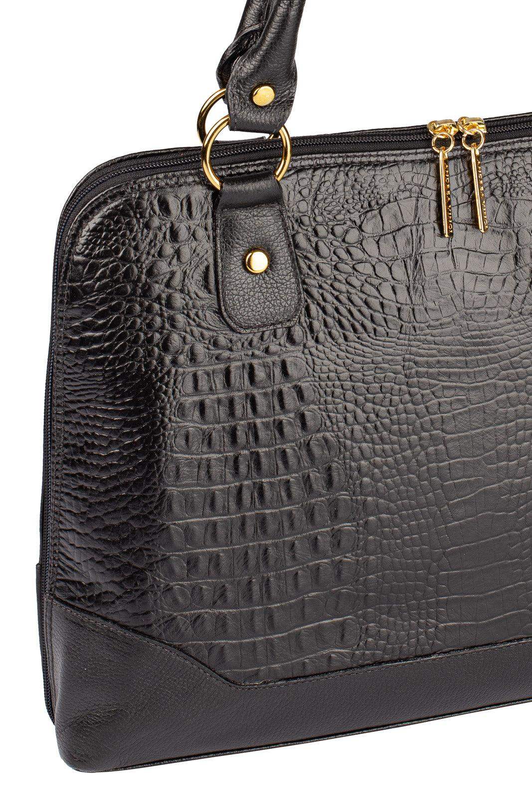 Pasta feminina executiva em couro croco Isabel - Enluaze