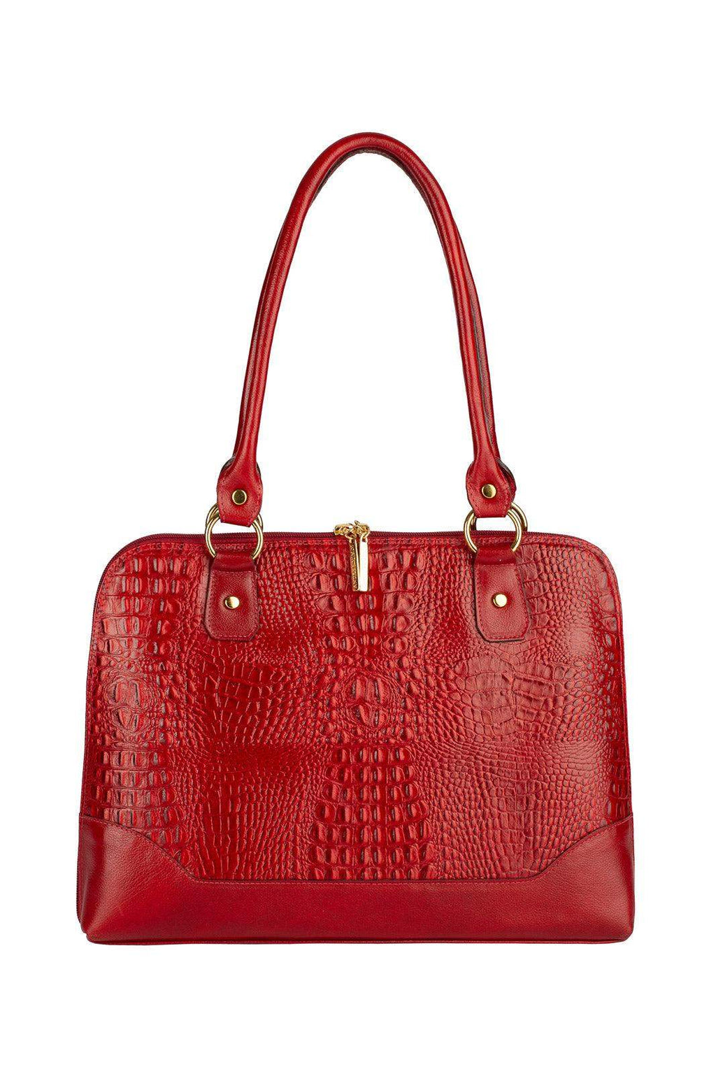 Pasta feminina executiva em couro croco Isabel - Enluaze