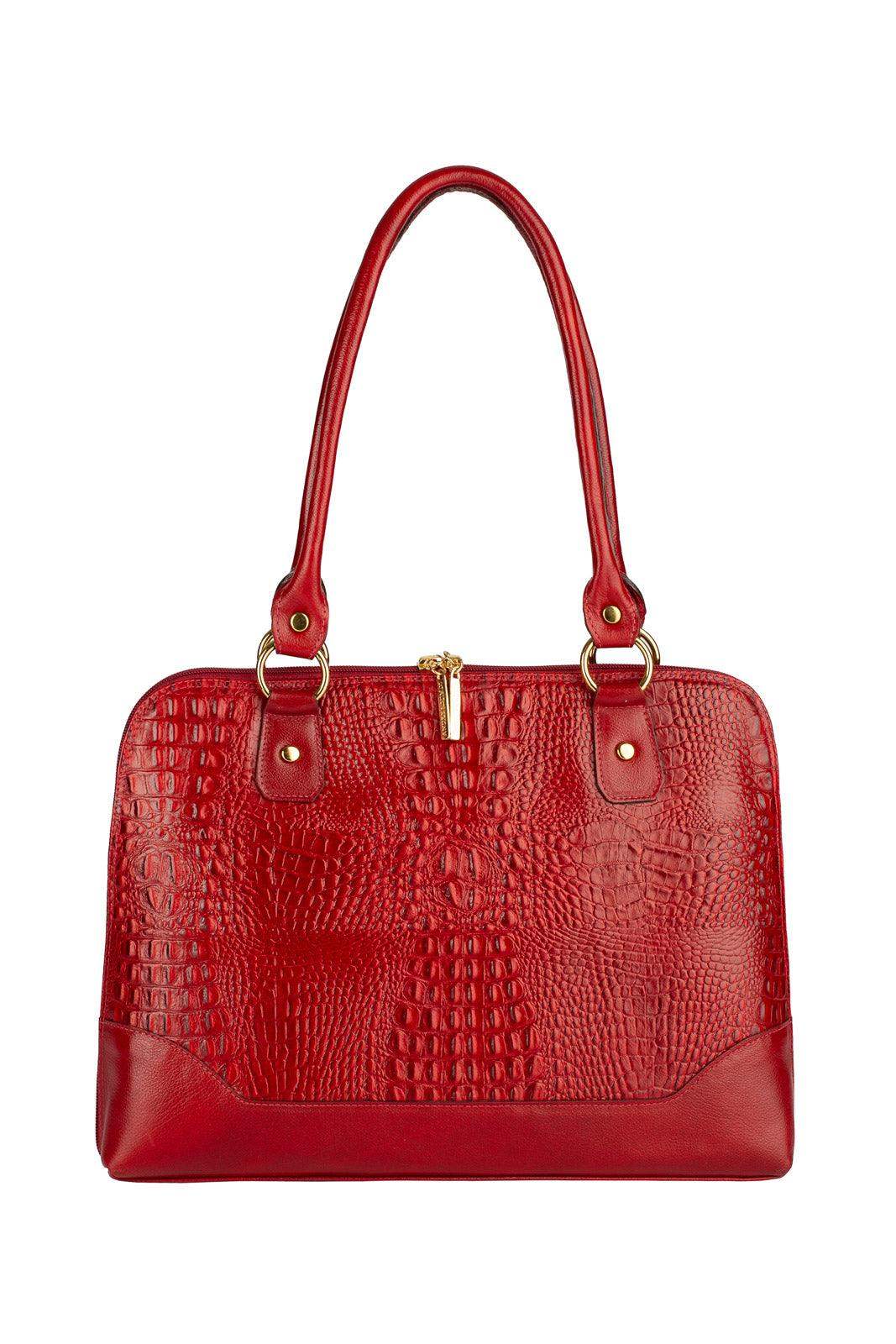 Pasta feminina executiva em couro croco Isabel - Enluaze