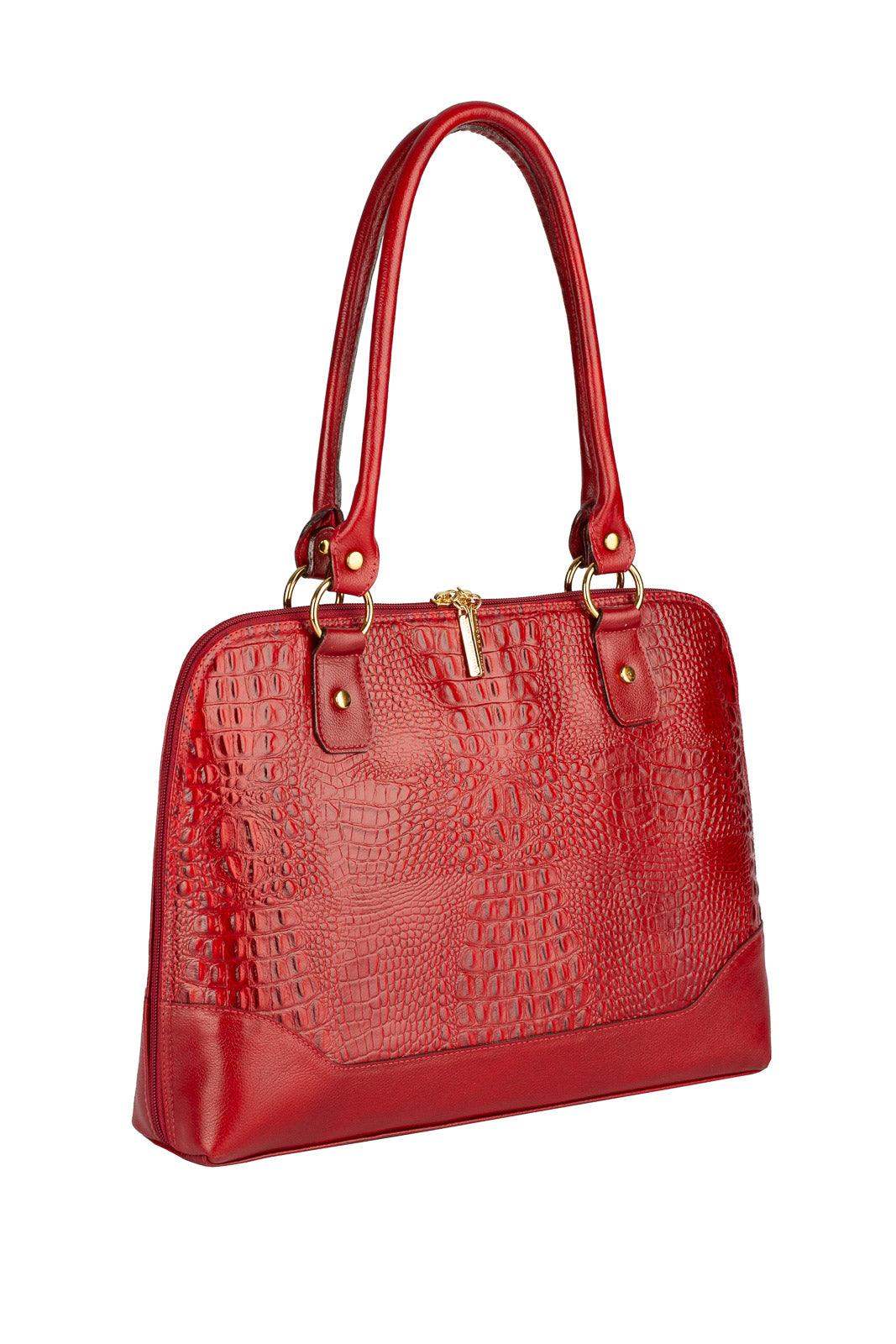 Pasta feminina executiva em couro croco Isabel - Enluaze