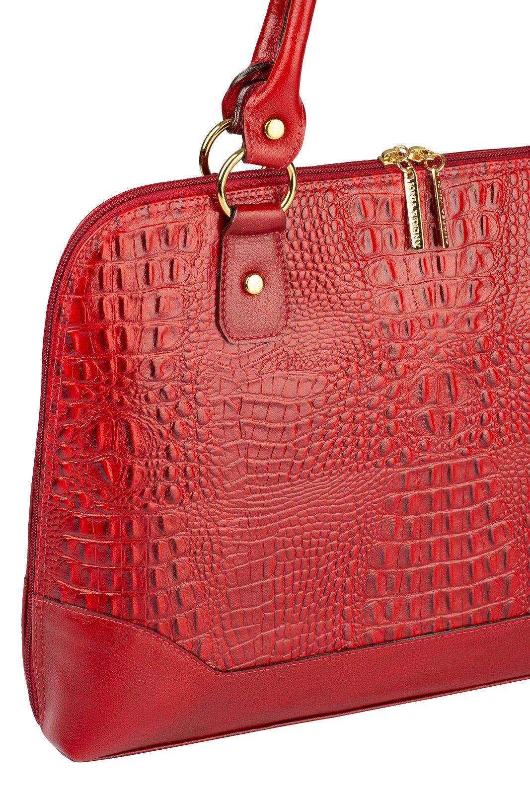 Pasta feminina executiva em couro croco Isabel - Enluaze