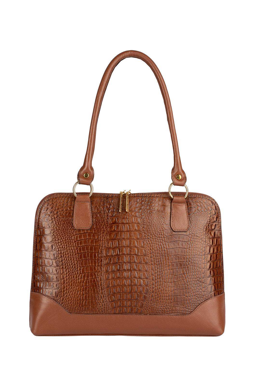 Pasta feminina executiva em couro croco Isabel - Enluaze