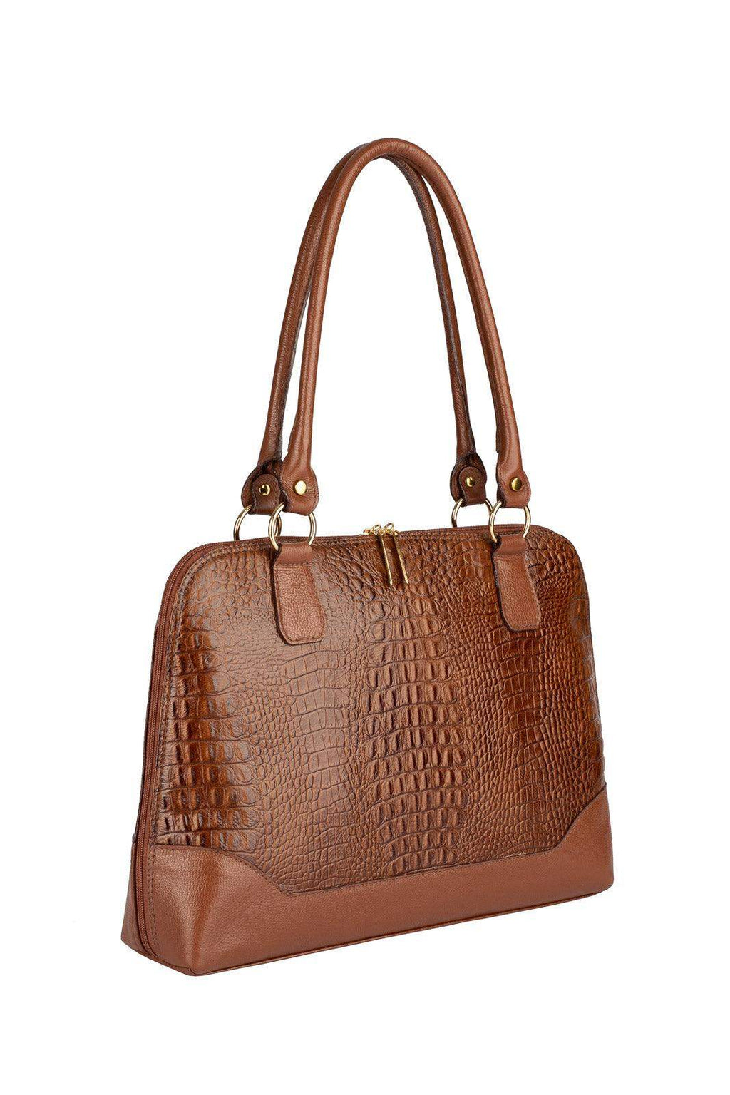 Pasta feminina executiva em couro croco Isabel - Enluaze