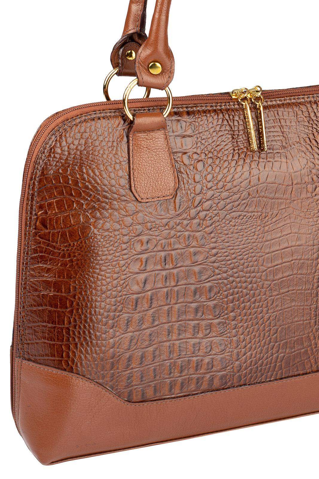 Pasta feminina executiva em couro croco Isabel - Enluaze