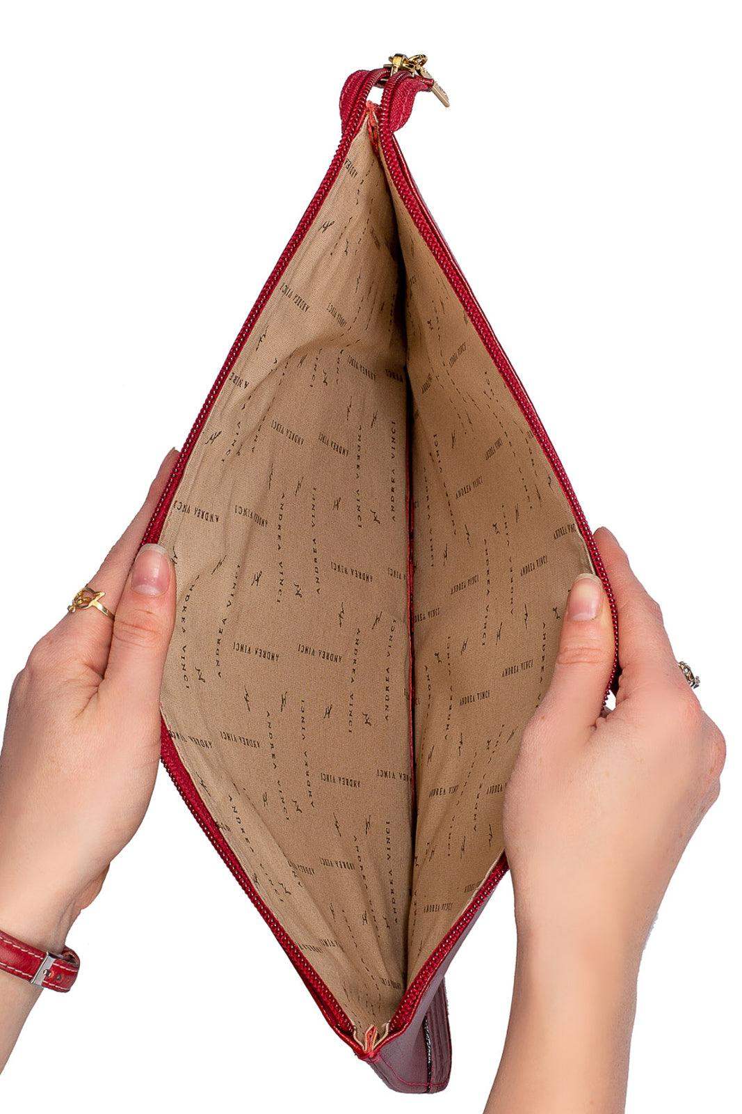 Pasta envelope de couro liso Bruna - Enluaze