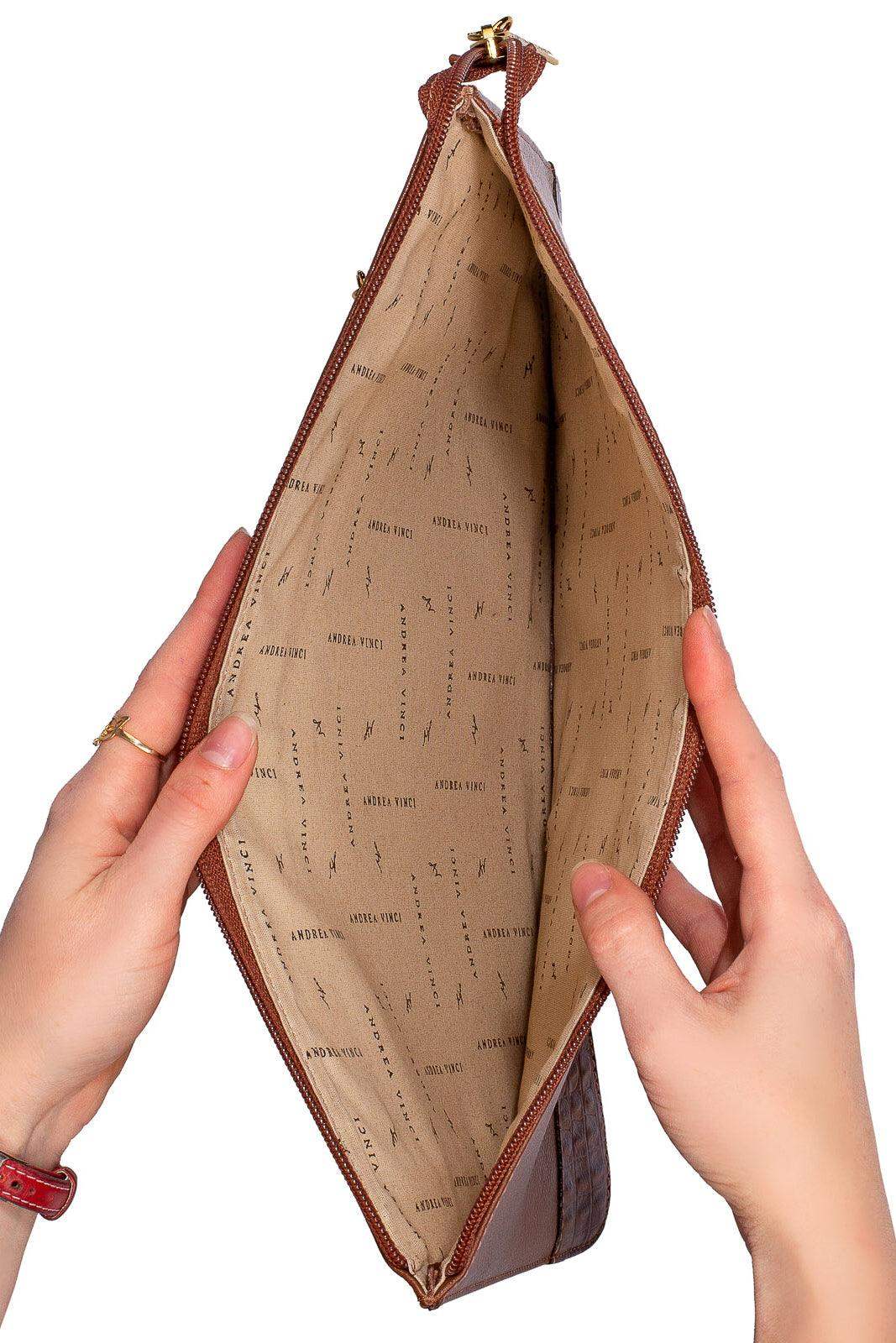 Pasta envelope de couro liso Bruna - Enluaze