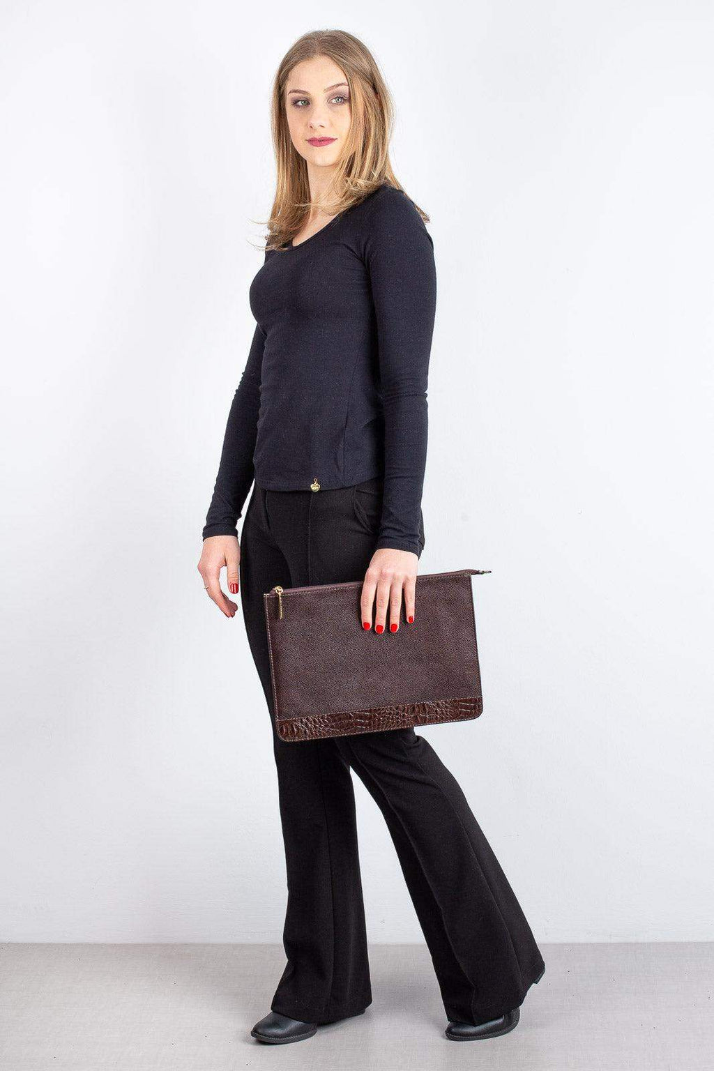 Pasta envelope para notebook couro liso Eduarda - Enluaze