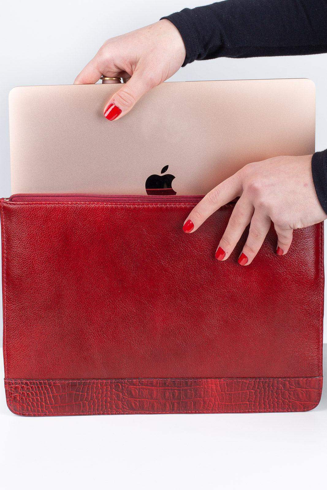 Pasta envelope para notebook couro liso Eduarda - Enluaze