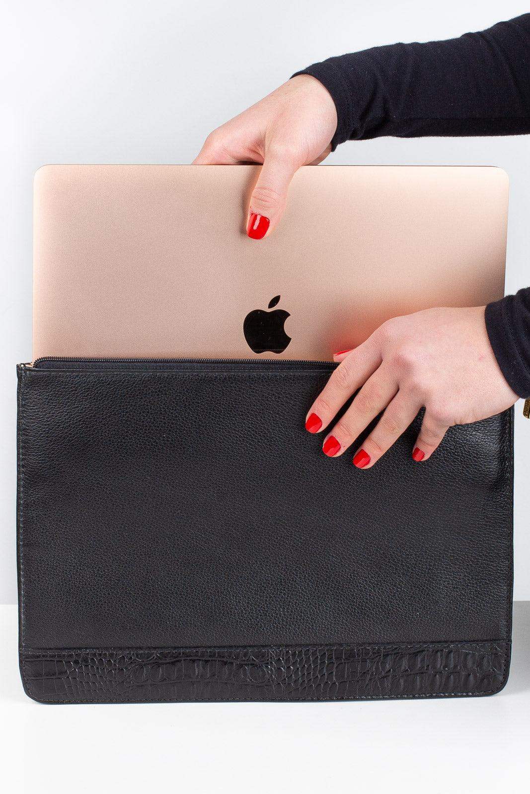 Pasta envelope para notebook couro liso Eduarda - Enluaze