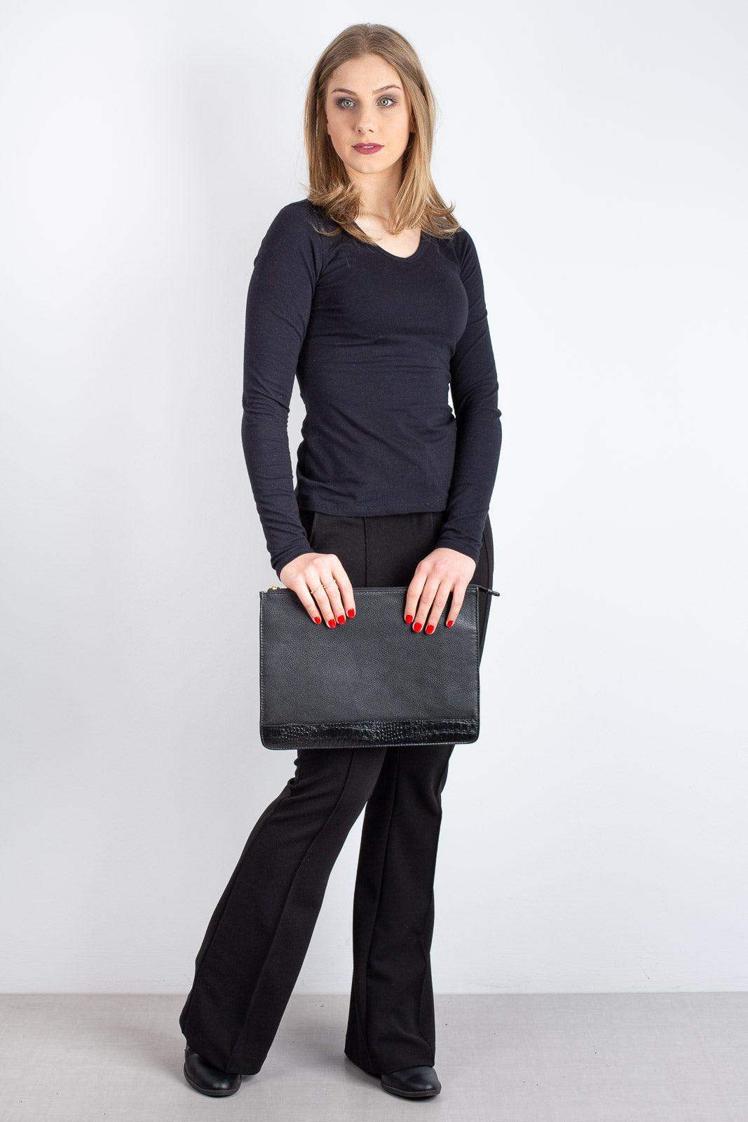 Pasta envelope para notebook couro liso Eduarda - Enluaze