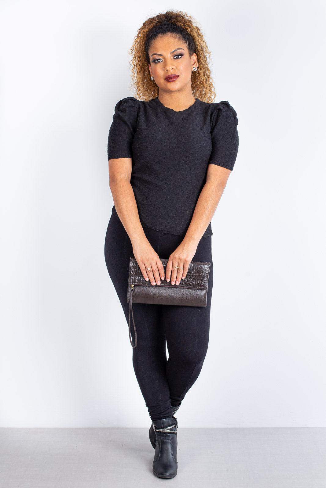 Clutch de couro croco Nikki - Enluaze