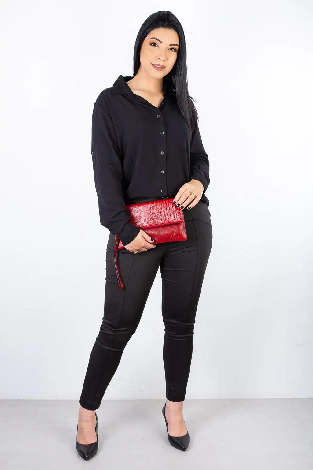 Clutch de couro croco Nikki - Enluaze