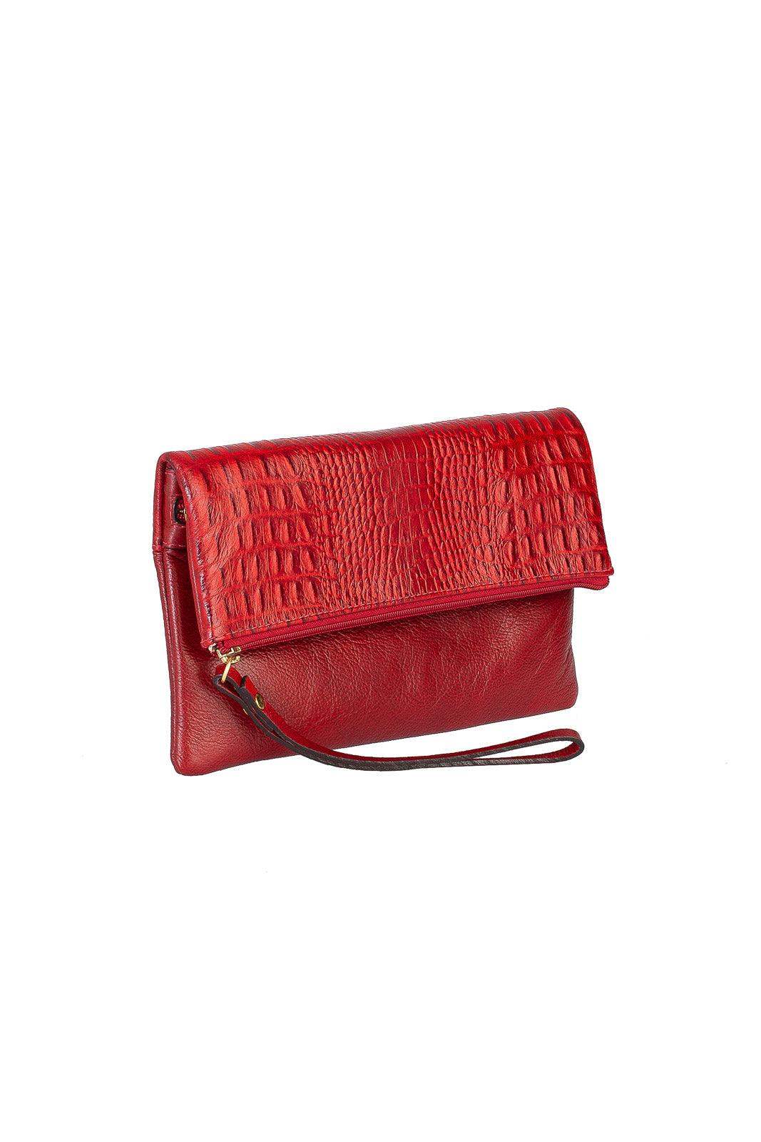 Clutch de couro croco Nikki - Enluaze