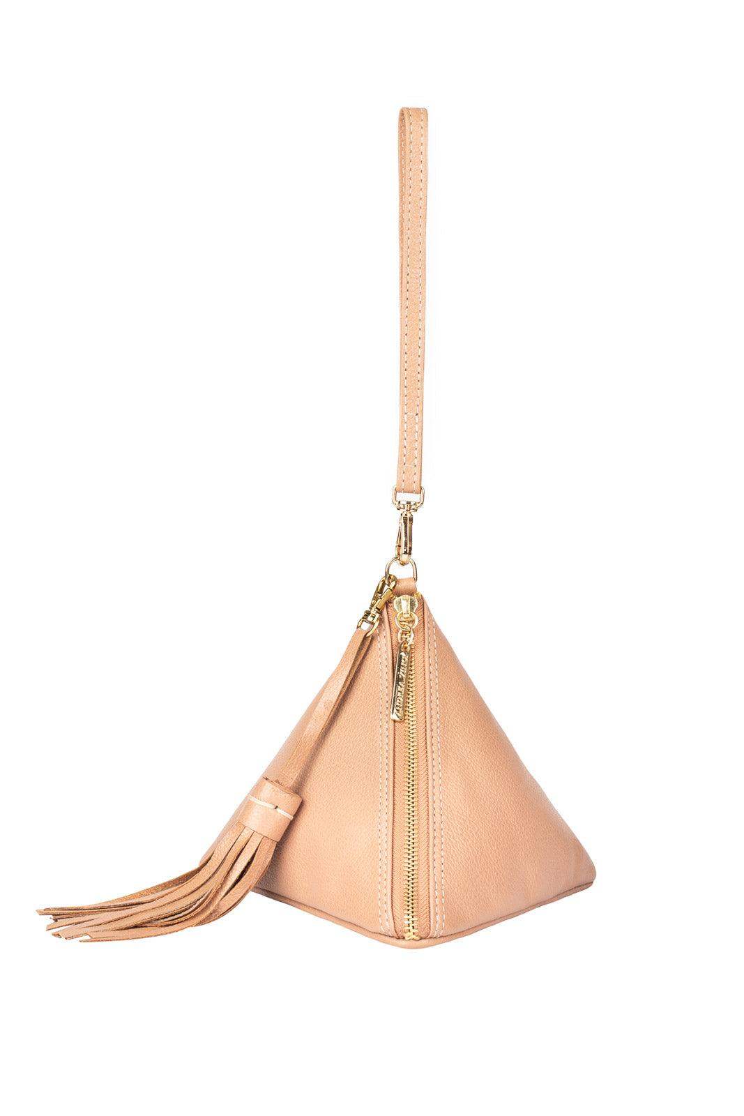 Clutch de couro liso Manu - Enluaze