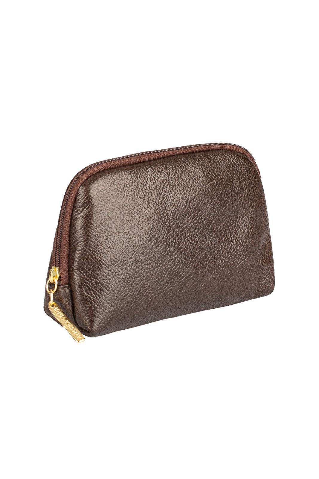 Necessaire de couro liso Duda 12x17x6cm - Enluaze
