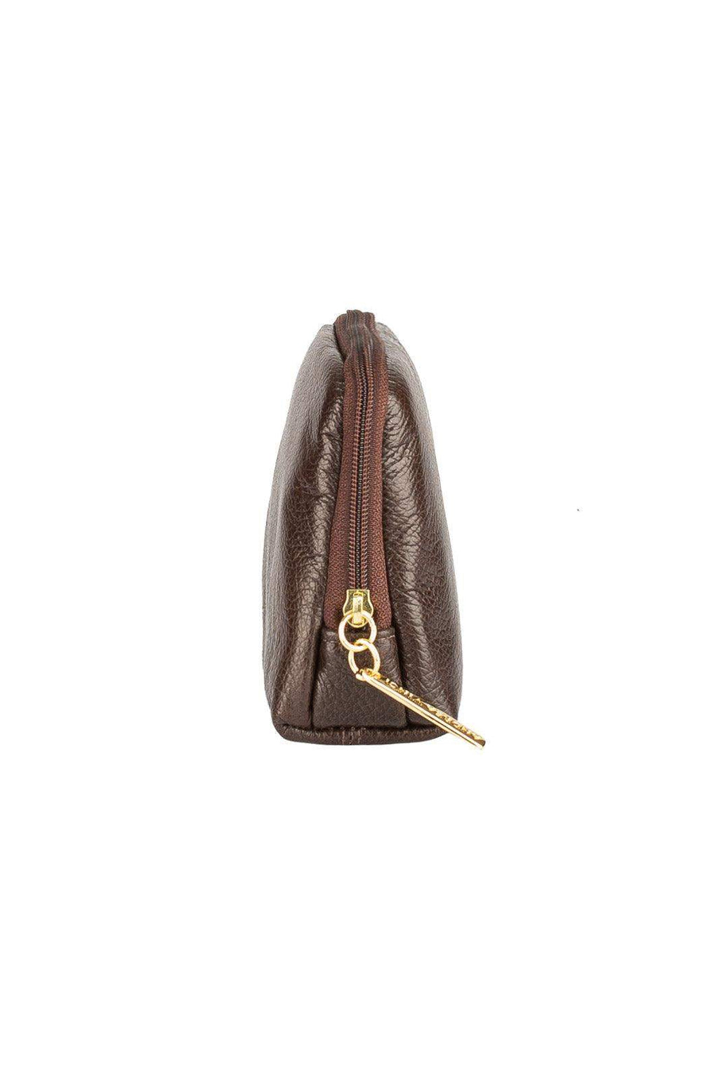 Necessaire de couro liso Duda 12x17x6cm - Enluaze