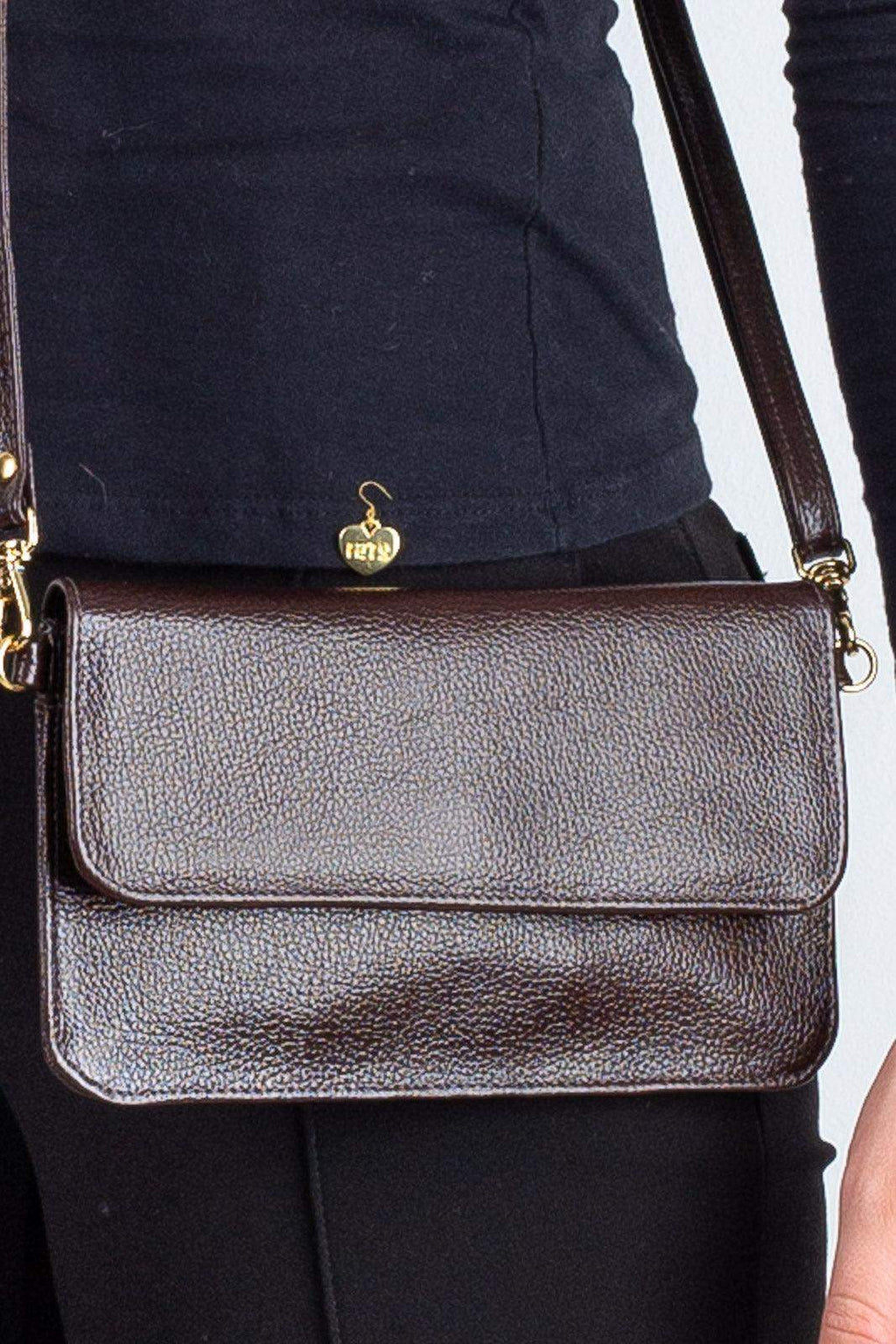 Clutch mini bolsa de couro liso Nicole - Enluaze