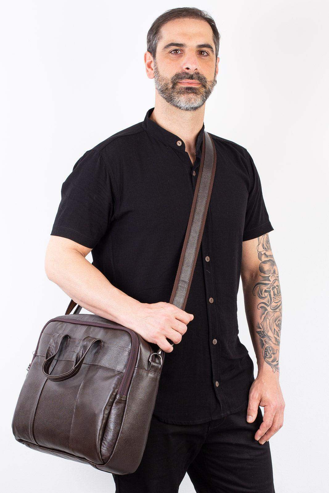 Pasta executiva de couro com divisórias Roger - Enluaze